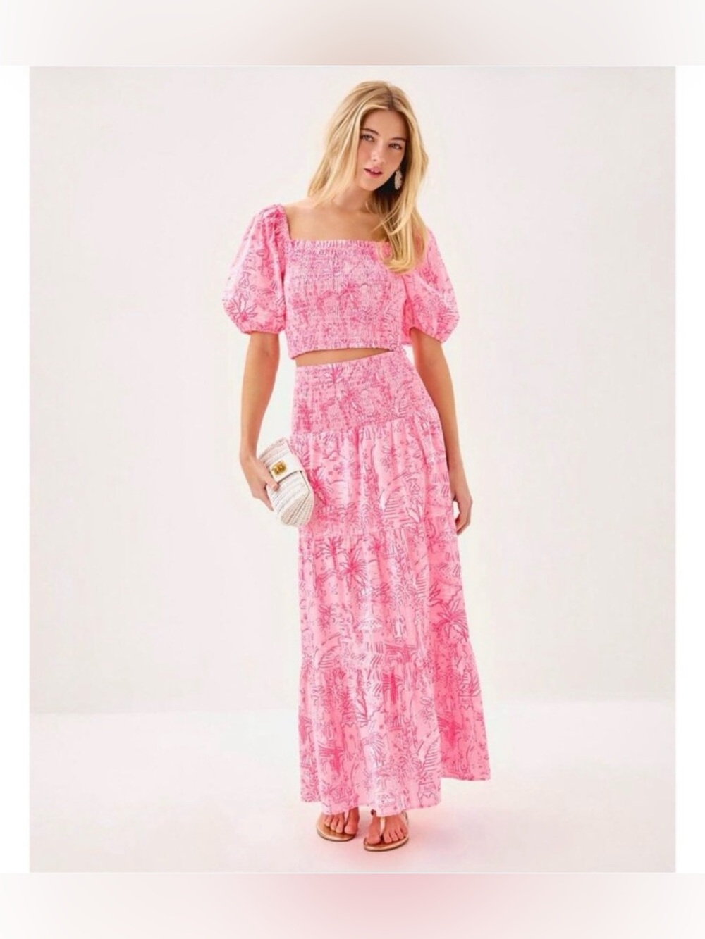 Lilly Pulitzer Aston Maxi Skirt Set in Penny's Playground Pink. Size XSmall.